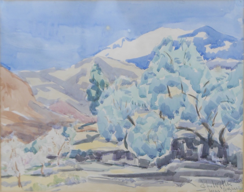 J. W. Wyllie (20th. C), watercolour, Continental landscape, signed and dated 1936, 32 x 41cm. Condition - fair